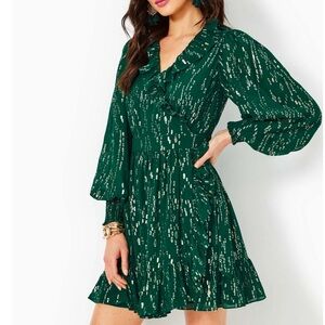 {Lilly Pulitzer} Brand New Birdy Long Sleeve Silk Wrap Dress